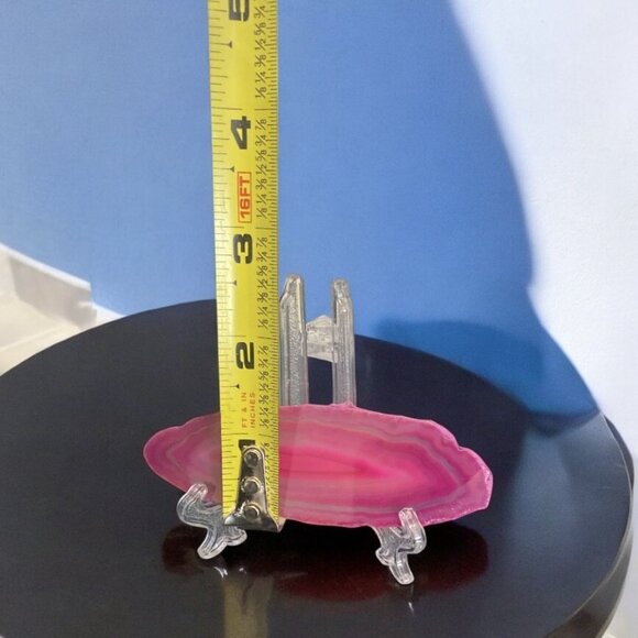 Vibrant Pink Agate Slice on Stand - Picture 3 of 3